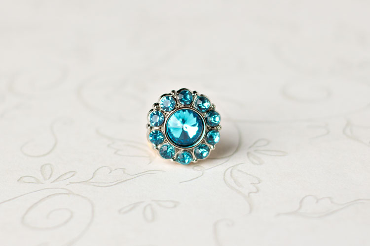 Lauren Small - Turquoise Rhinestone Button