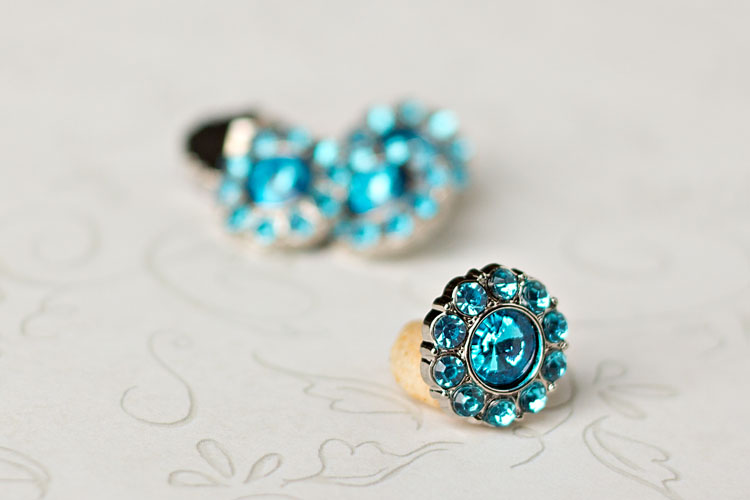 Lauren Small - Turquoise Rhinestone Button