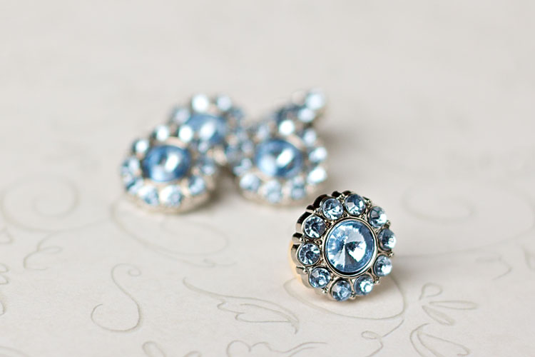 Lauren Small - Light Blue Rhinestone Button