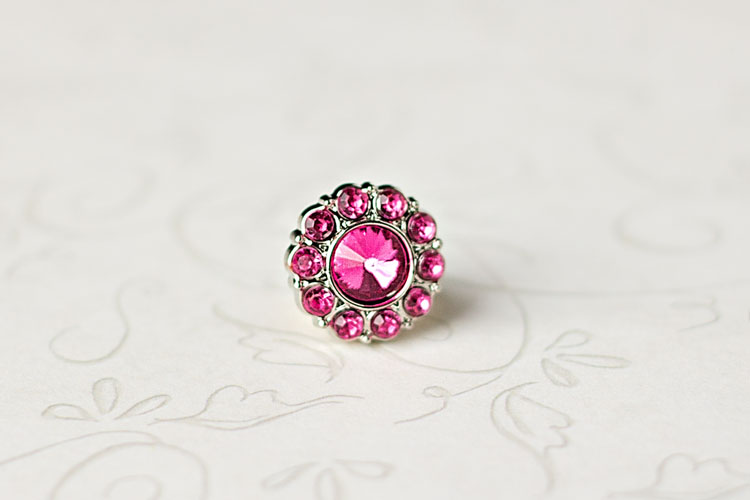 Lauren Small - Hot Pink Rhinestone Button