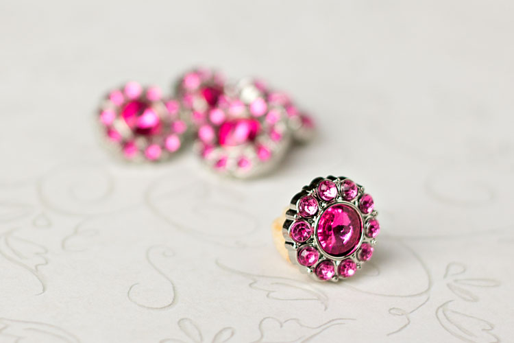 Lauren Small - Hot Pink Rhinestone Button