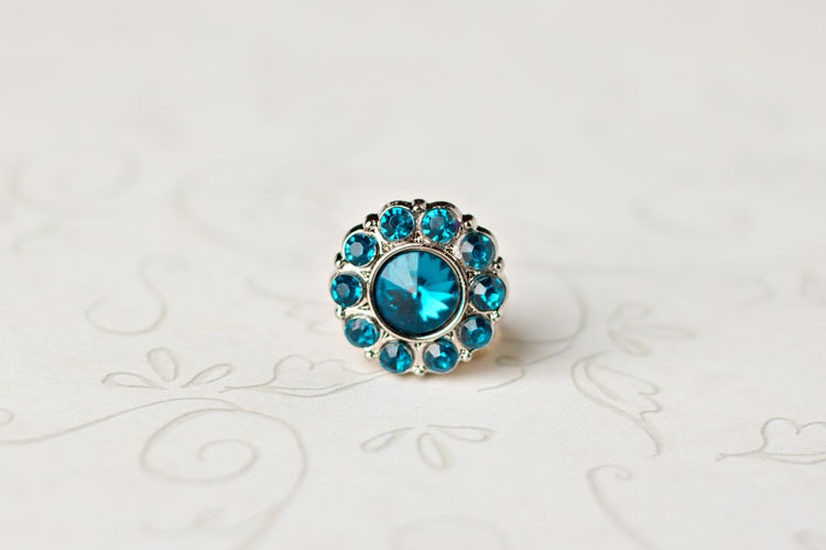 Lauren Small - Teal Rhinestone Button