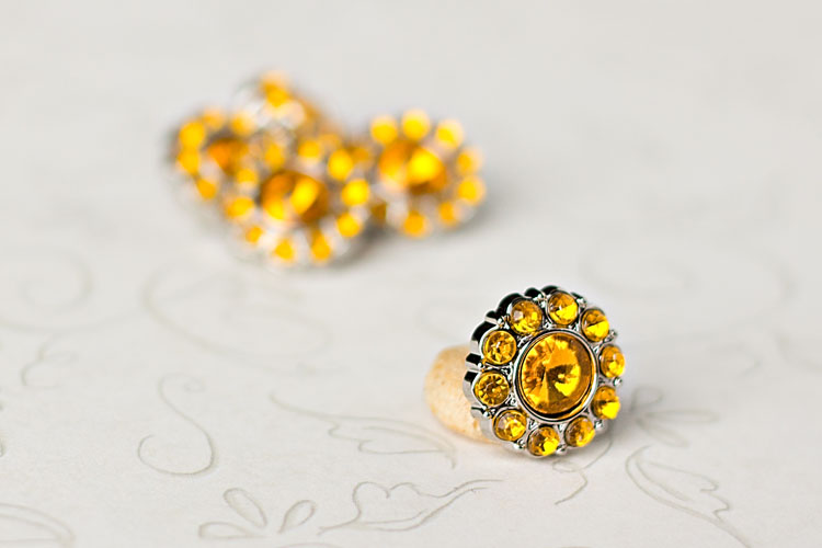 Lauren Small - Yellow Rhinestone Button