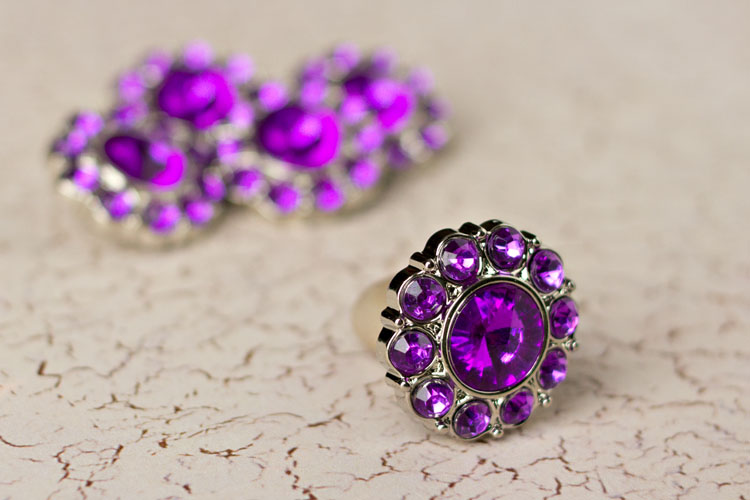 Lauren Large - Purple Rhinestone Button