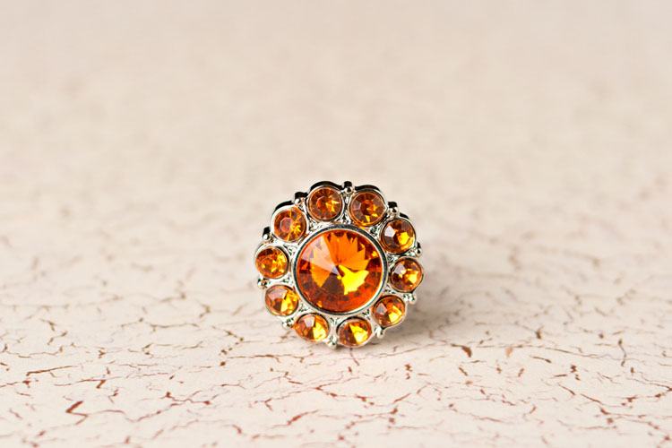 Lauren Large - Orange Rhinestone Button