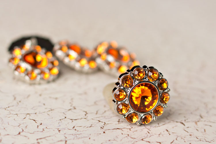 Lauren Large - Orange Rhinestone Button