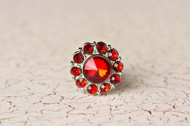 Lauren Large - Red Rhinestone Button