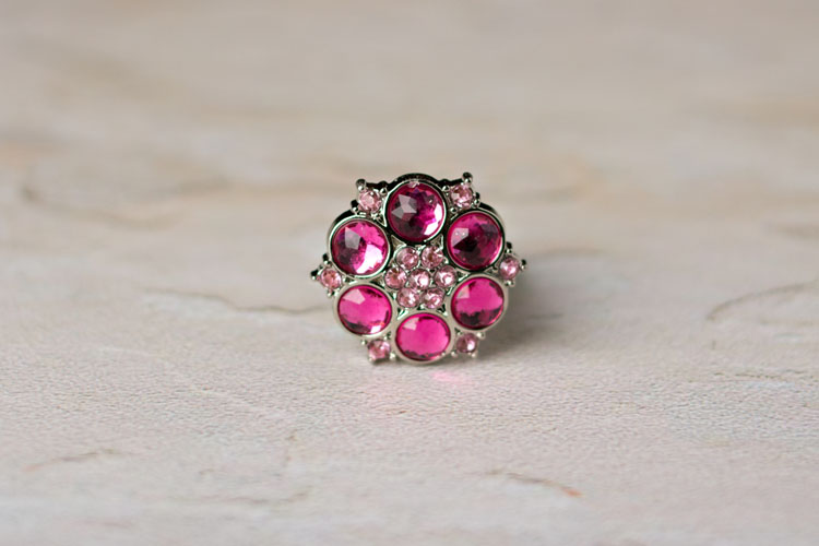 Abbey - Hot Pink/Blushing Pink Rhinestone Button