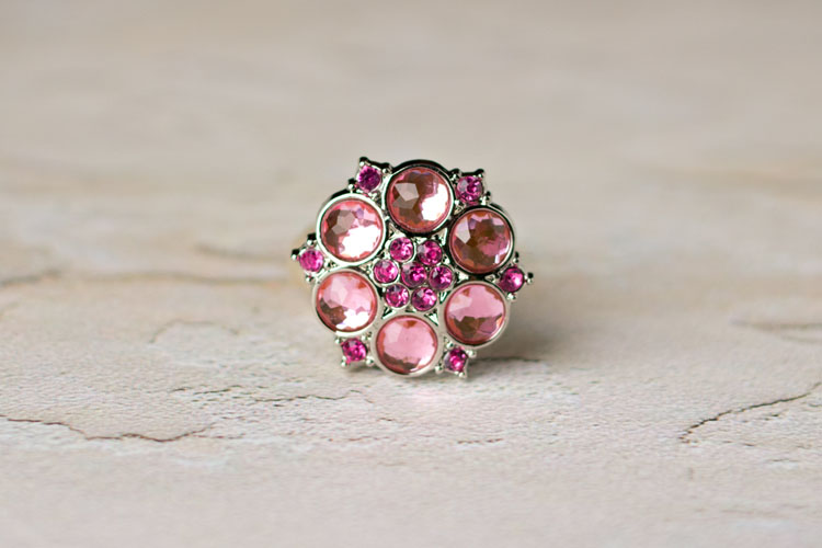 Abbey - Pink/Hot Pink Rhinestone Button