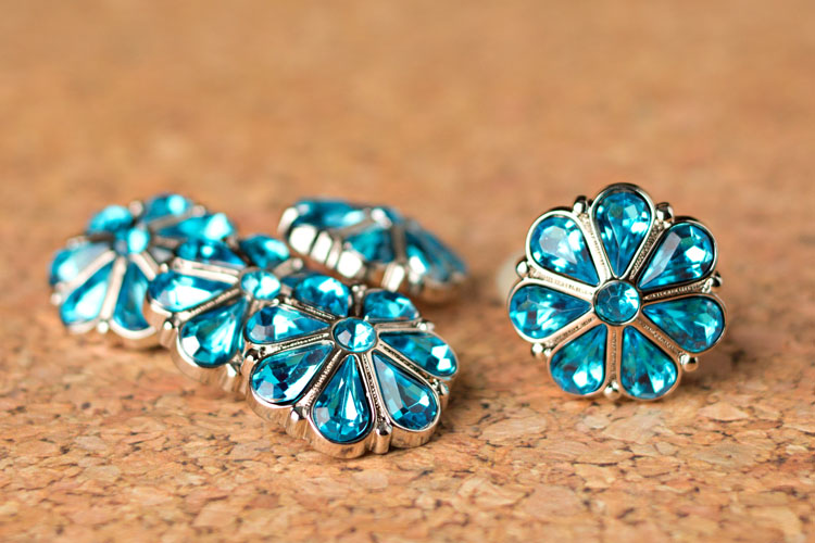 Rylie Large - Turquoise Rhinestone Button