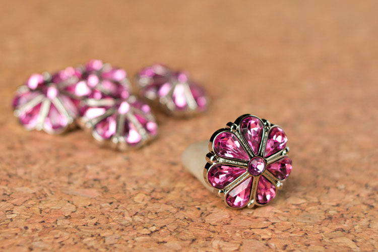 Rylie Large - Pink Rhinestone Button