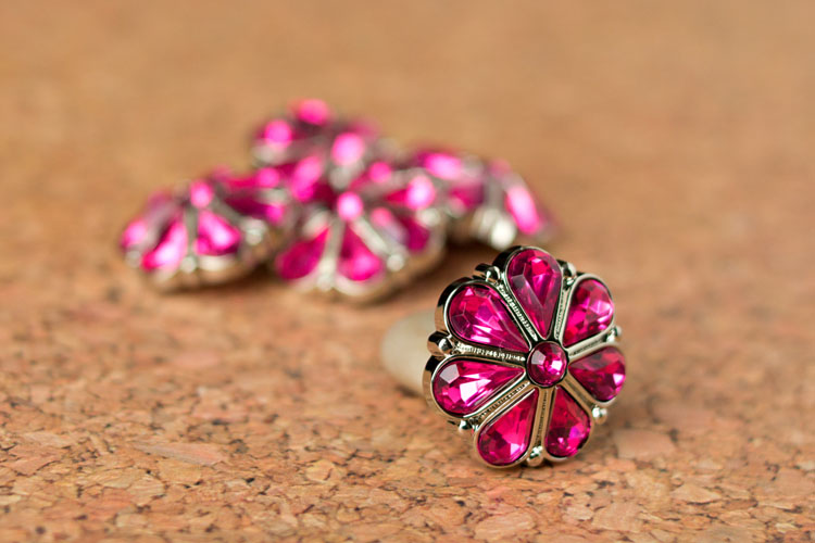 Rylie Large - Hot Pink Rhinestone Button