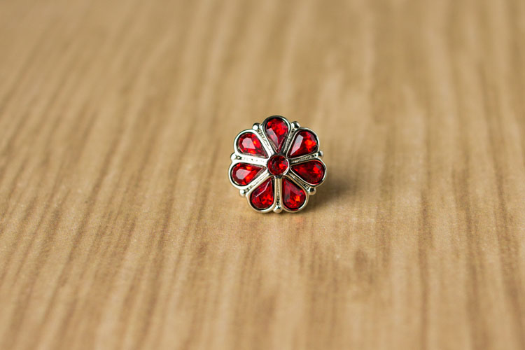 Rylie Small - Red Rhinestone Button