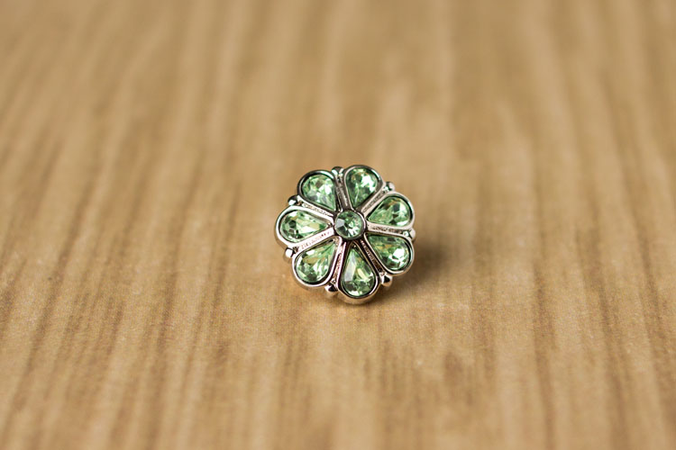 Rylie Small - Spring Green Rhinestone Button