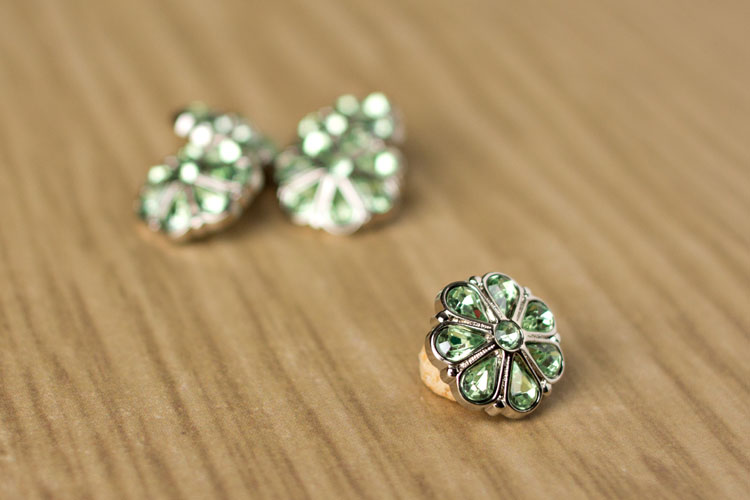 Rylie Small - Spring Green Rhinestone Button