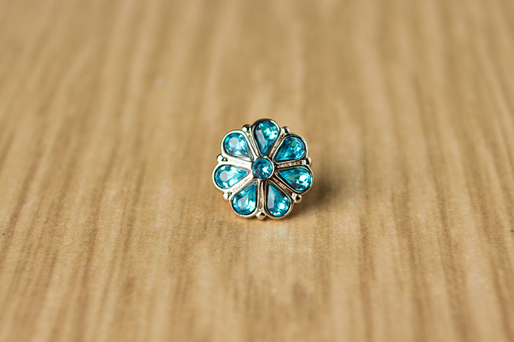 Rylie Small - Turquoise Rhinestone Button