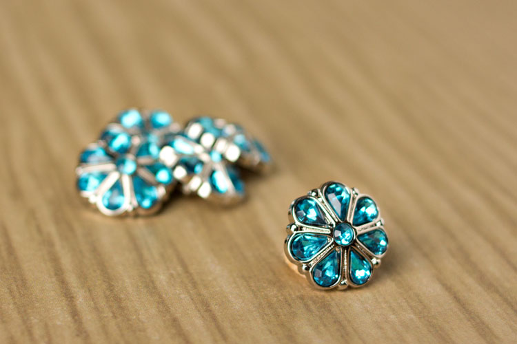 Rylie Small - Turquoise Rhinestone Button