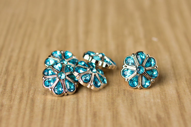 Rylie Small - Turquoise Rhinestone Button