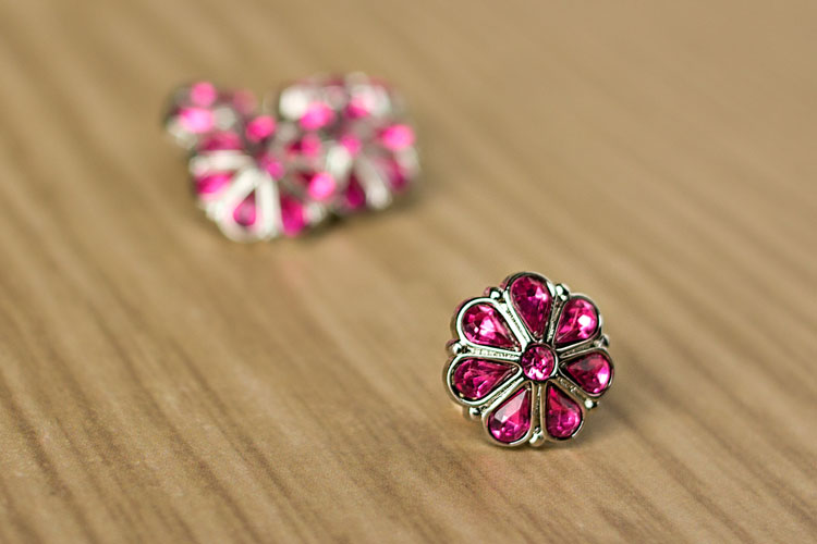 Rylie Small - Hot Pink Rhinestone Button