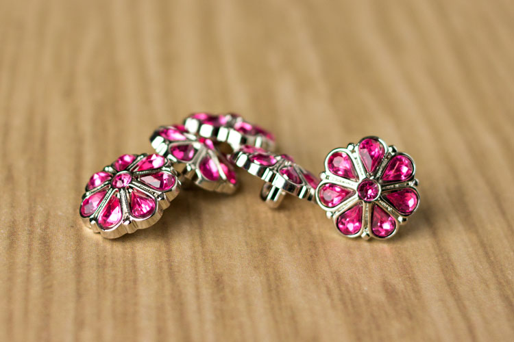 Rylie Small - Hot Pink Rhinestone Button