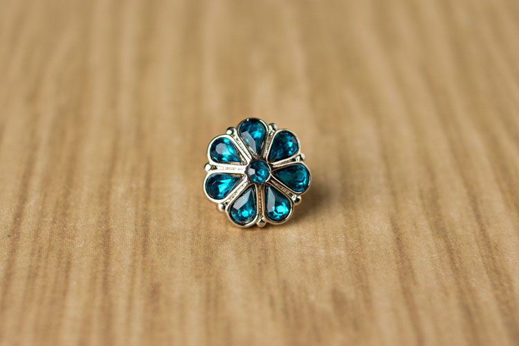 Rylie Small - Teal Rhinestone Button