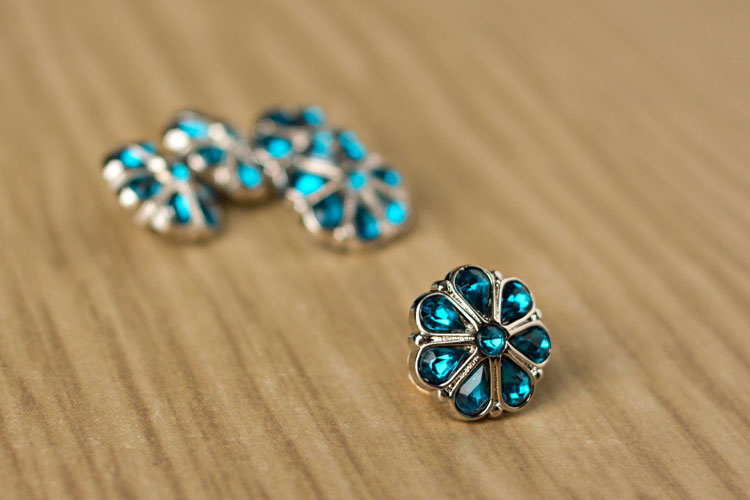 Rylie Small - Teal Rhinestone Button
