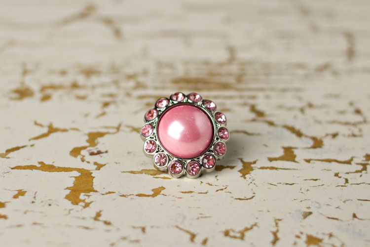 Amelia - Pink Pearl/Pink Rhinestone Button