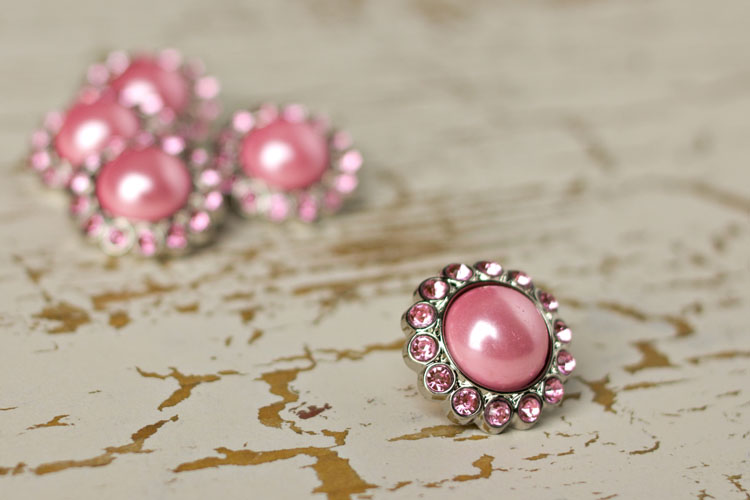 Amelia - Pink Pearl/Pink Rhinestone Button