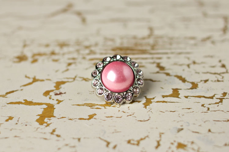 Amelia - Pink Pearl/Light Pink Rhinestone Button