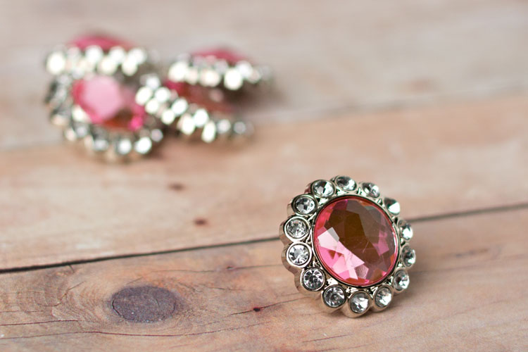 Kayli Princess Inspired Small - Light Pink/Clear Rhinestone Button