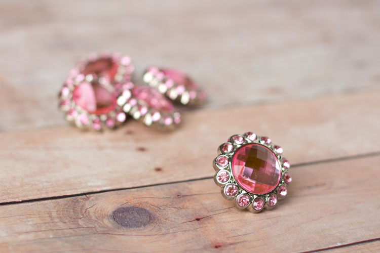 Kayli Small - Light Pink Rhinestone Button