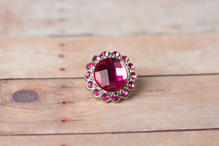 Kayli Small - Hot Pink Rhinestone Button
