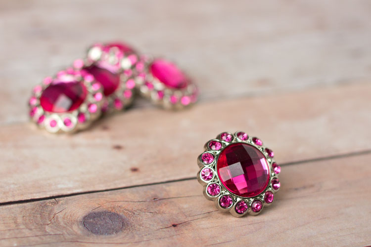 Kayli Small - Hot Pink Rhinestone Button