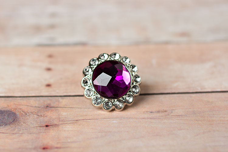 Kayli Princess Inspired Small - Purple/Clear Rhinestone Button